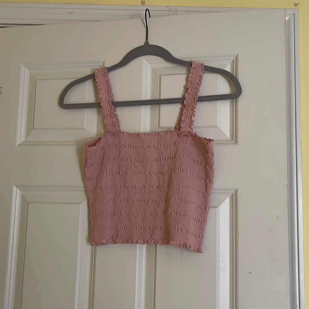 Pink ruffly tank top